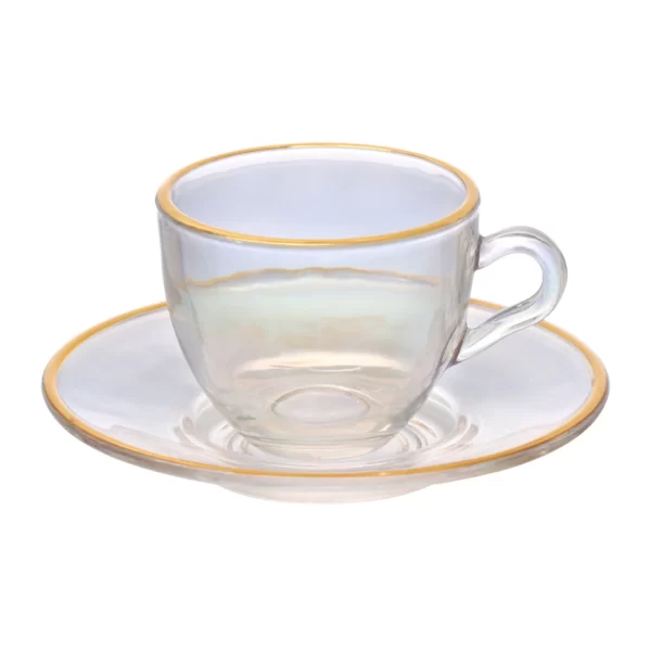 Jogo com 4 Xícaras de Café Menfis Rainbow com Borda Dourada